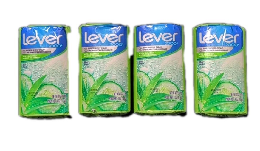 Lever 2000 Fresh Aloe Cucumber Bar Soap Made in Mexico Lot of 4 Bars 4 oz Ea HTF