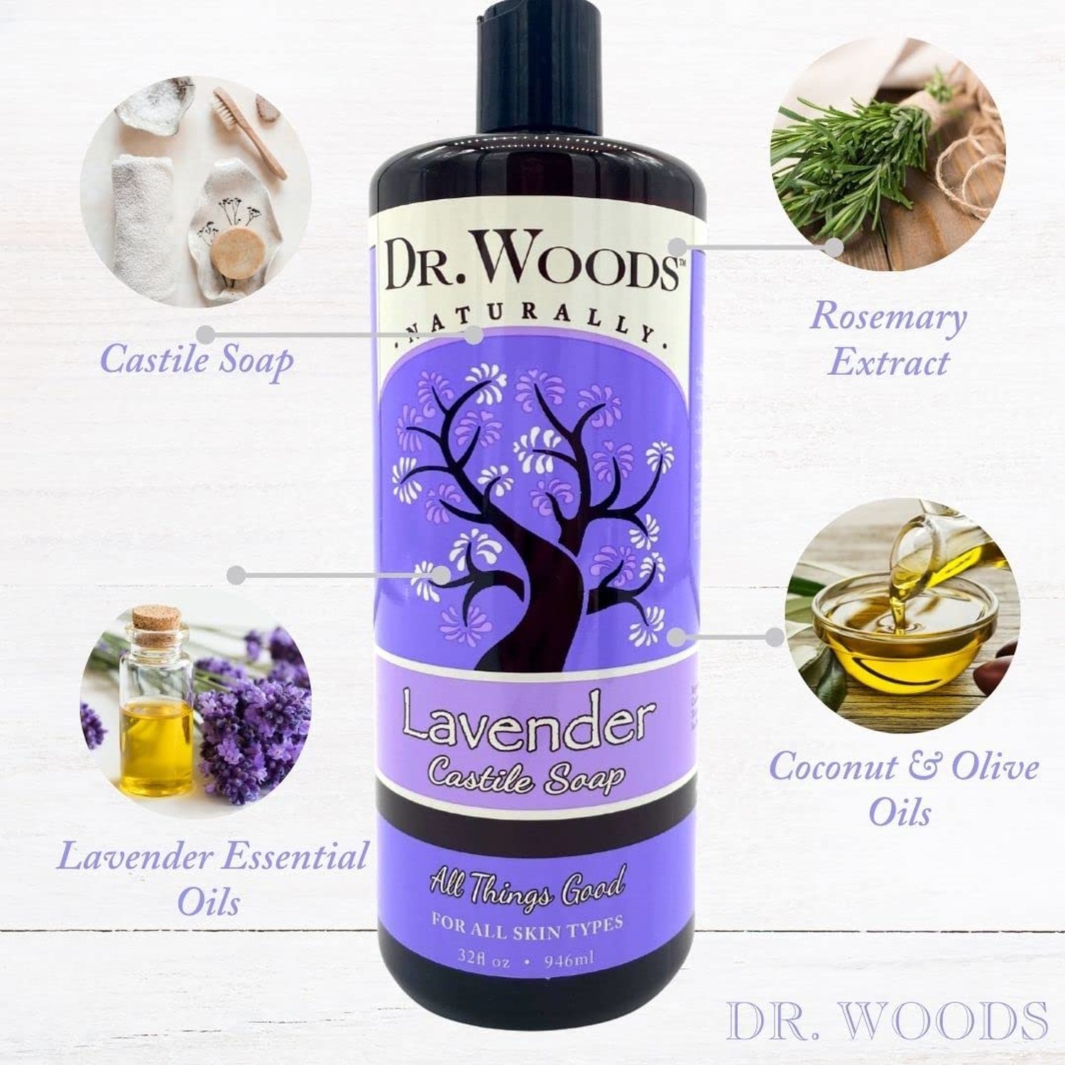 Dr. Woods Pure Lavender Castile Soap 32 Ounce 32 Fl Oz (Pack of 1)