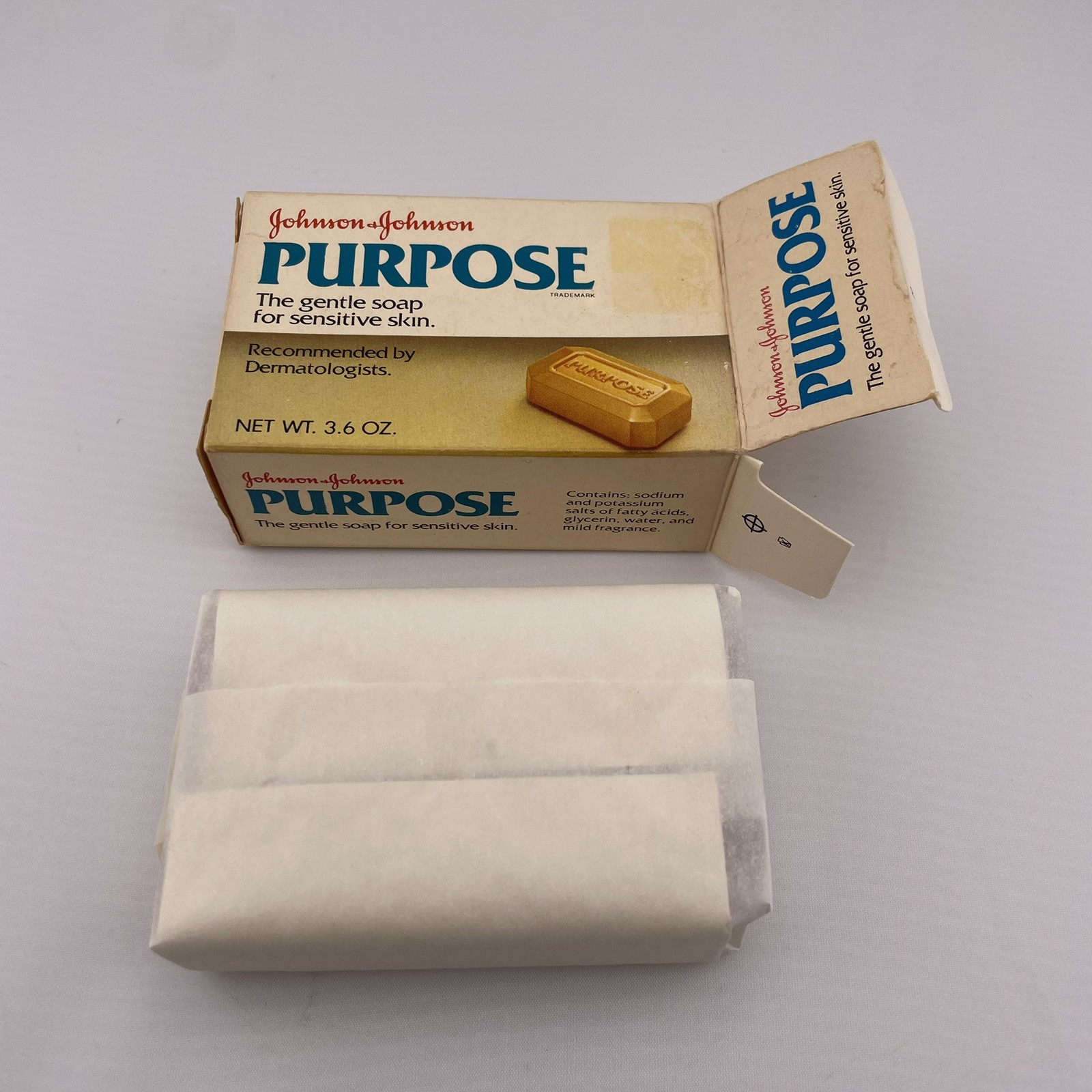 Johnson & Johnson Purpose Gentle Skin Cleansing Bar Soap 3.6 oz Bar Vintage