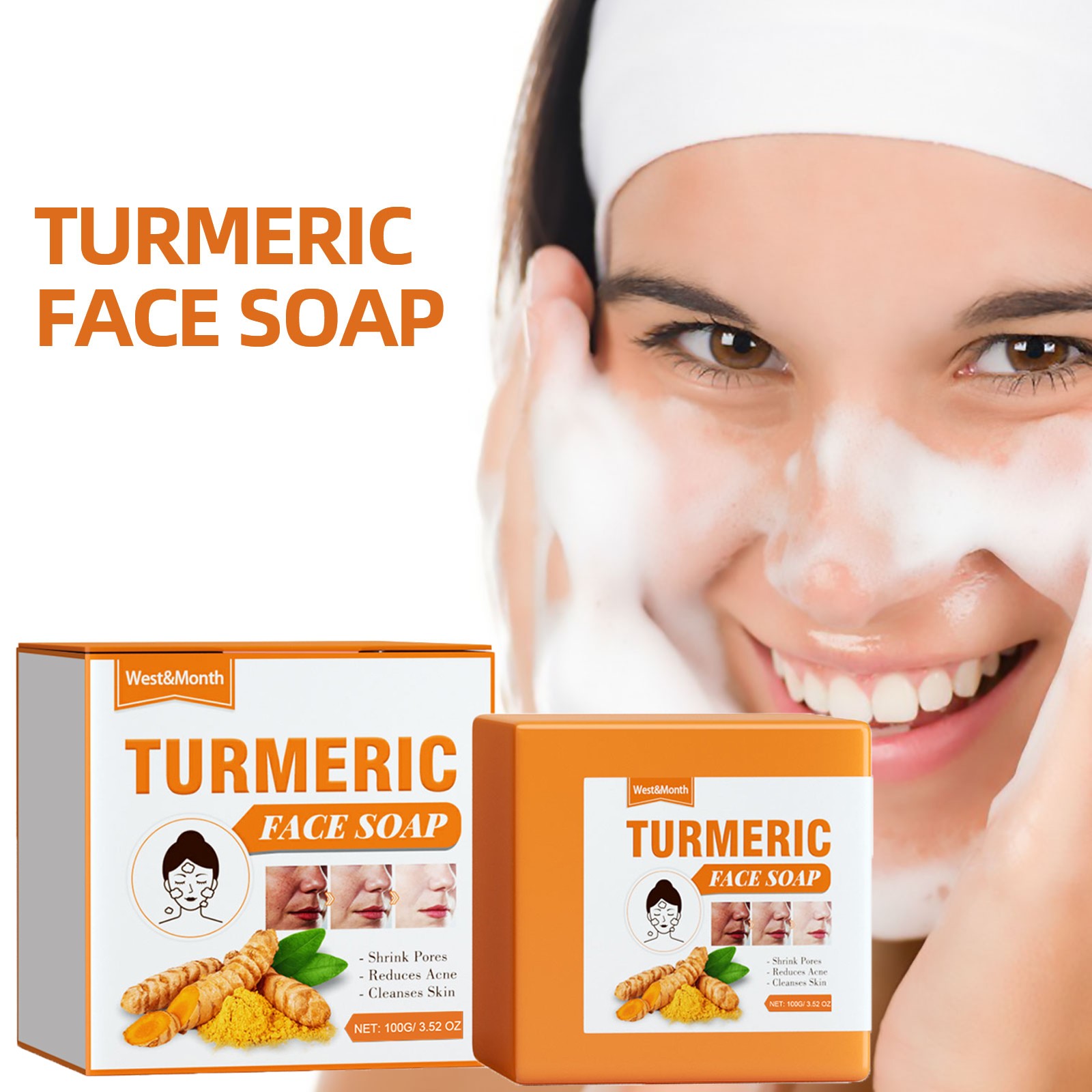 Turmeric Facial Soap for Dark Spots & Wrinkles, Brightening Anti-Aging Bar