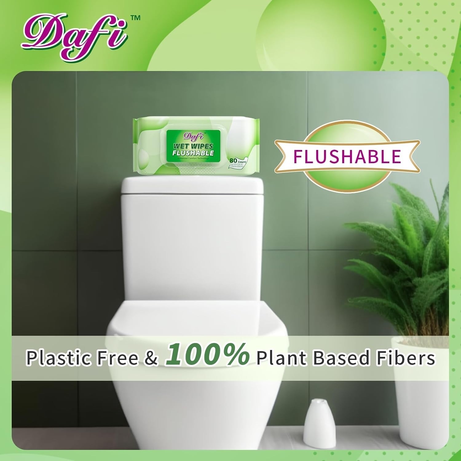 Gentle Flushable Wipes for Adults: 240 Plant Fiber Wipes, Septic Safe Pack of 3