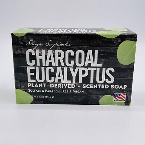 ~ Shugar Soapworks ~ Bar Soap ~ Charcoal Eucalyptus ~ Plant Derived ~ 5 oz ~