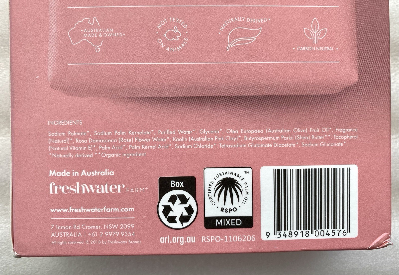 3-Pack | Freshwater Farm Australia Body Soap Bars | Rosewater + Pink Clay | 7 oz