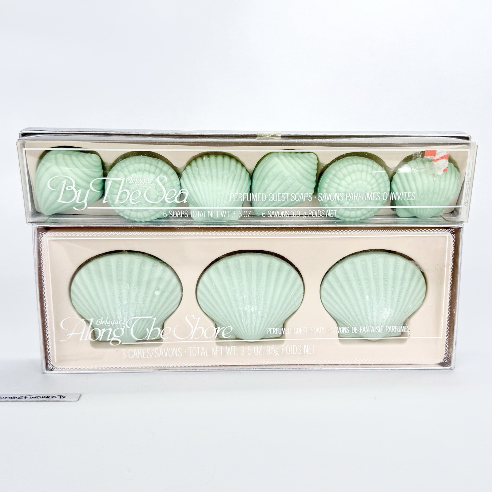 Vintage DeLaGar Mini Soaps Seashell Shaped Coastal Cottagecore Boxed Set Green