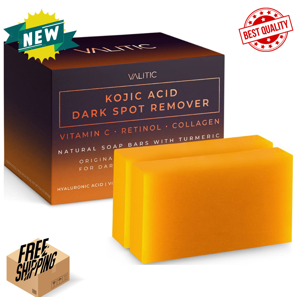 VALITIC Kojic Acid Dark Spot Remover Soap Bars with Vitamin C & Collagen, 2 Pack