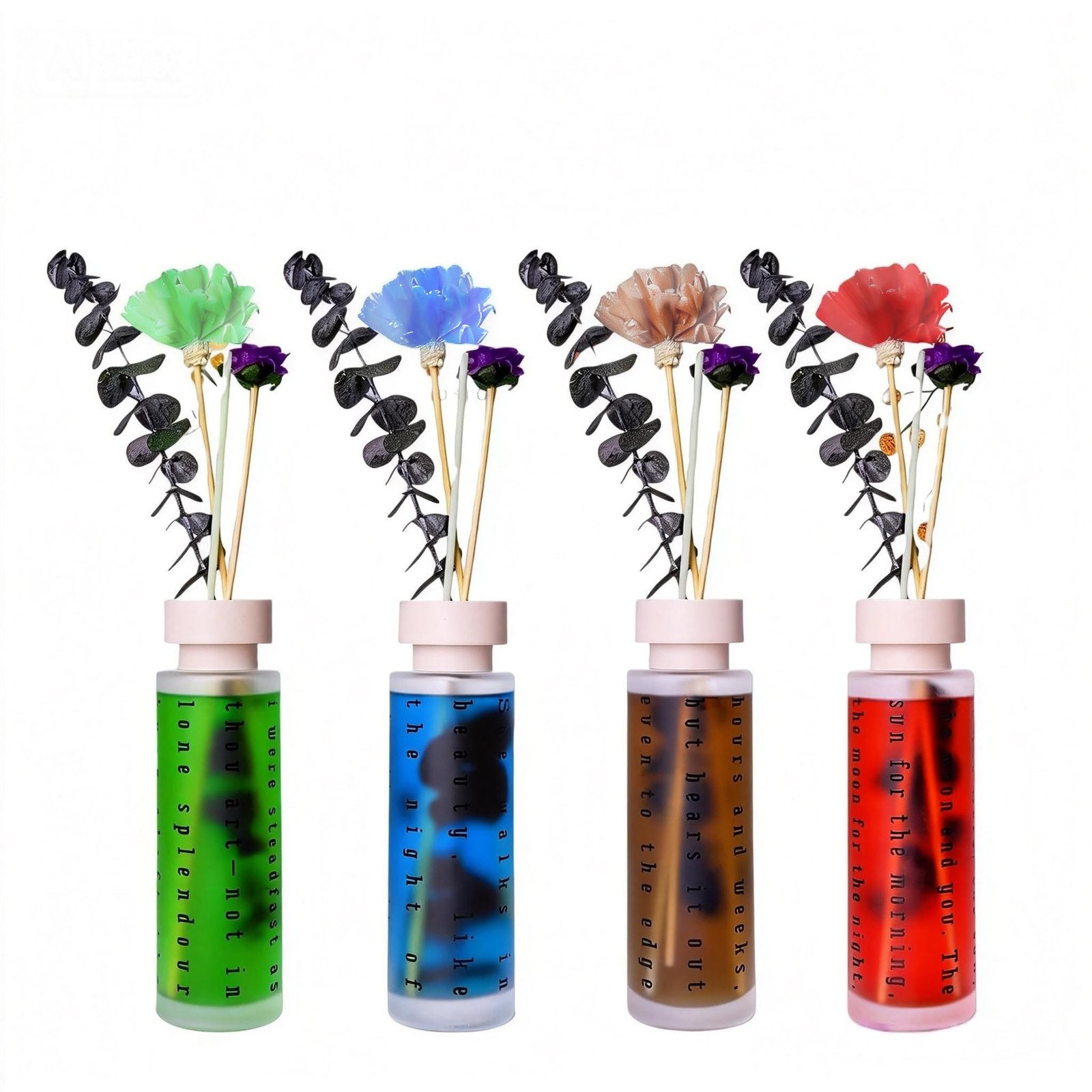Ikeda Reed Diffuser Set of 4, Lavender, Gardenia, Rose&Tea Scented Diffuser w…
