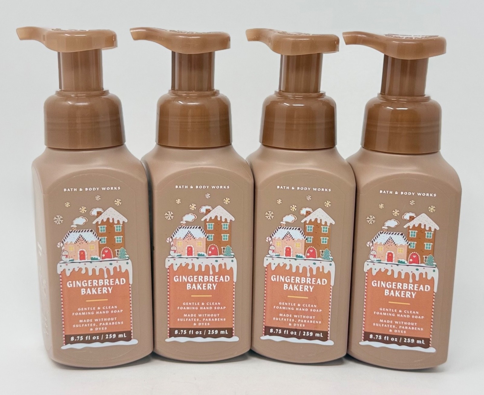 4 BATH & BODY WORKS GINGERBREAD BAKERY GENTLE CLEAN FOAMING HAND SOAP WASH PUMP