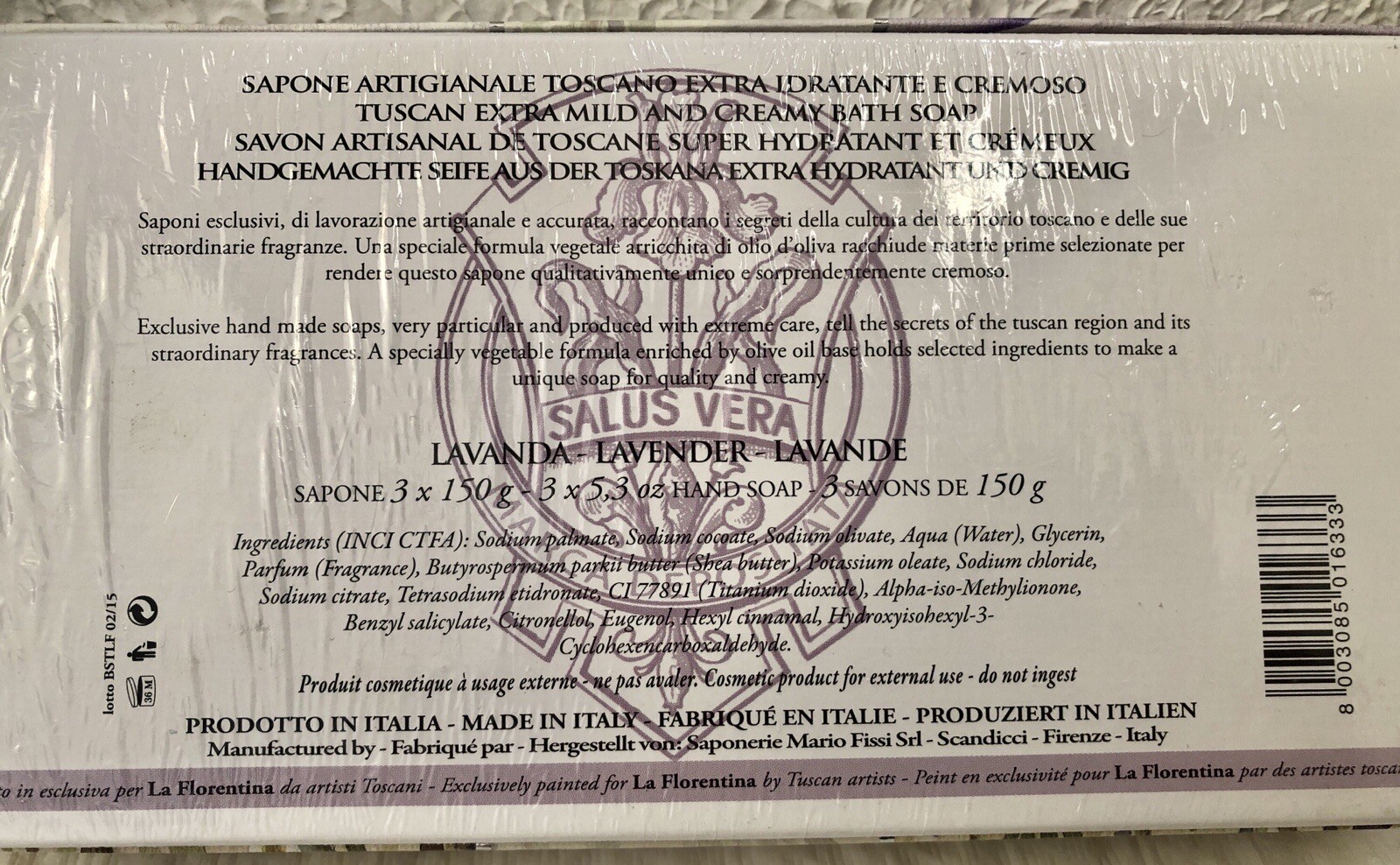 La Florentina Soap Lavender ITALY 2 X 5.3 Ounce Bars Lavanda Open Box Two Soaps