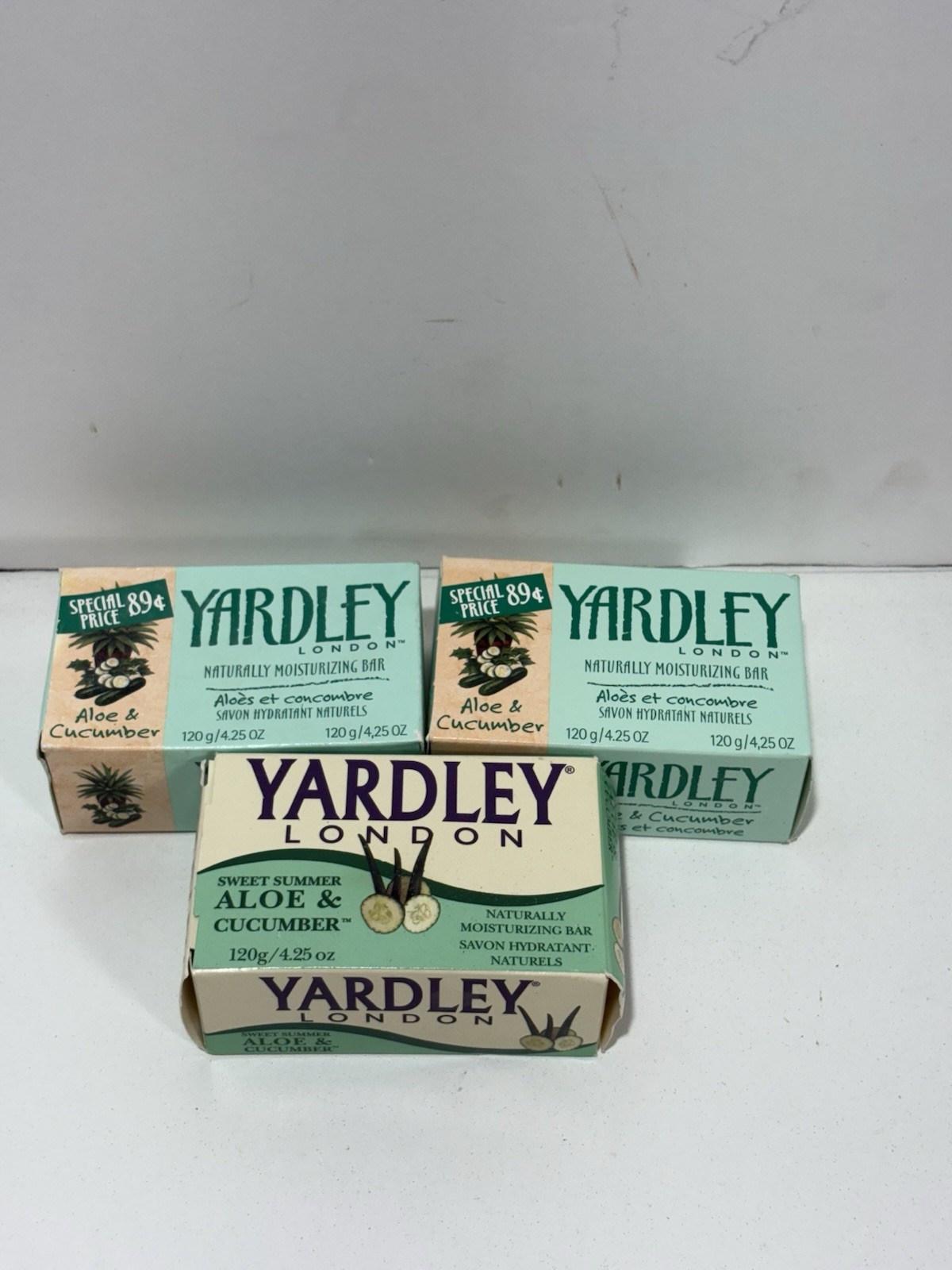 Lot Of 3 Yardley Aloe & Cucumber Bar Soap 4.25oz Discontinued Bar Sweet Summer