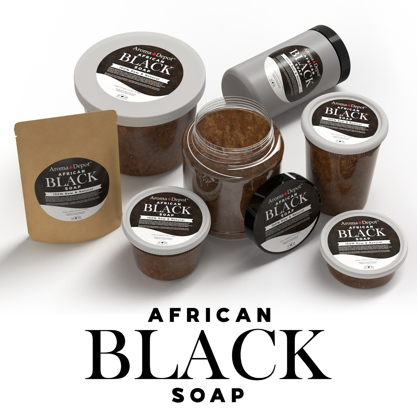 African Black Soap Paste 8 oz. Natural Raw Organic Wash Face Body Hair Raw