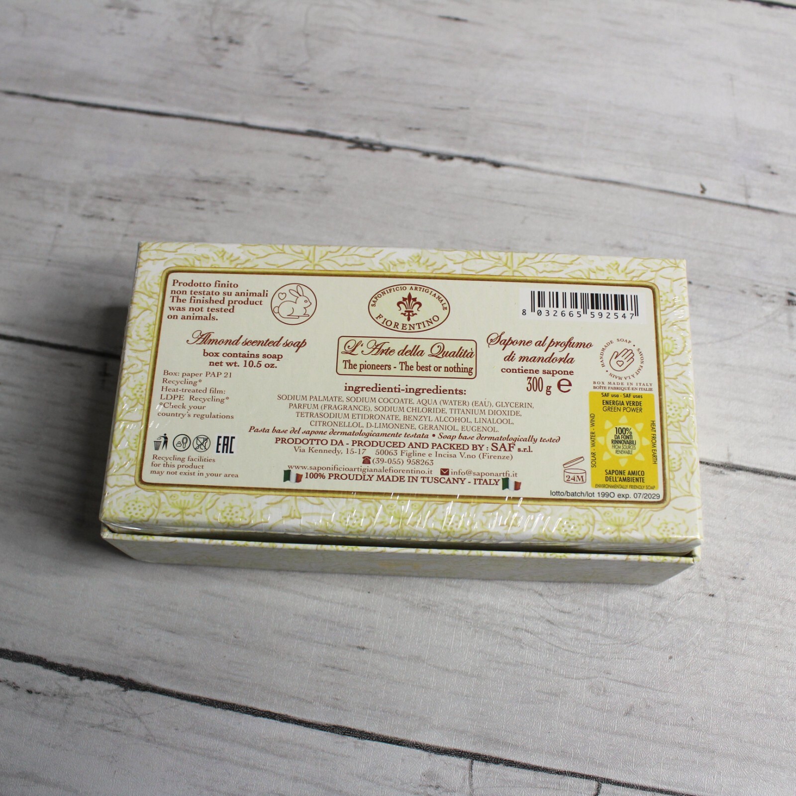 La Saponeria Firenze Decorative Almond Scented Soap Bar Made in Italy
