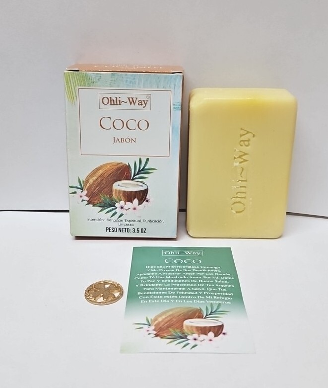 JABON DE COCO 1 Pc PROTECCION MAL DE OJO Y DESPOJO INCLUYE ORACION AMULETO GRATI