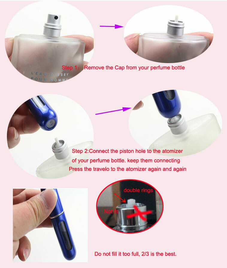 5PCS Refillable Travel Portable Perfume Atomizer Bottle Spray Pump Case 5ML/8ML