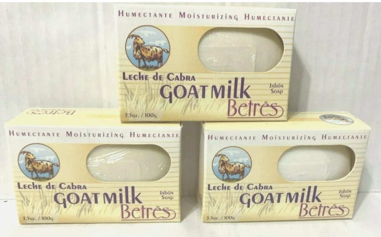 Betres Goat Milk Cleansing Bar Soap/Jabon Leche de Cabra,(3-Pack)3.5 oz.
