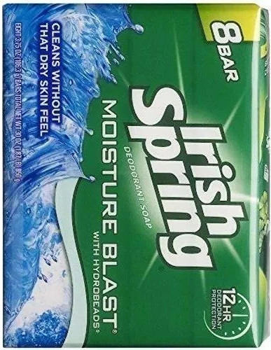 2X Irish Spring Deodorant Bar Soap Moisture Blast w HydroBeads 3.75oz💥16 BARS💥