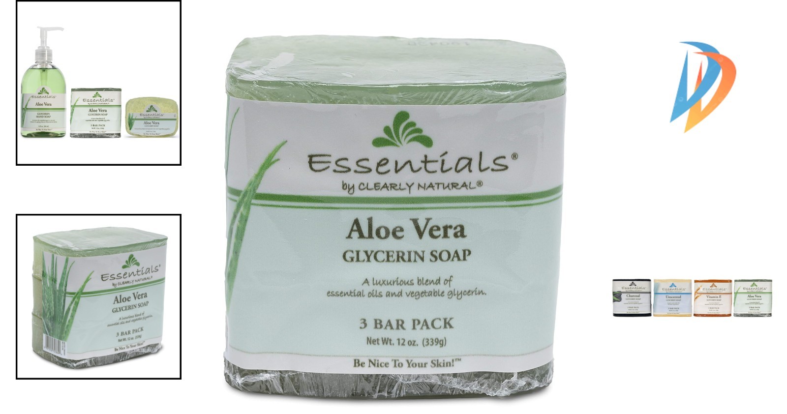 Soothing Essentials Aloe Vera Glycerin Soap – 12oz 3-Pack for Sensitive Skin