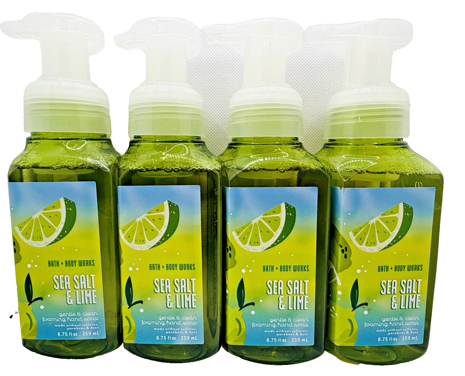 Bath & Body Works Sea Salt & Lime Gentle Foaming Hand Soap 8.75 Oz x4