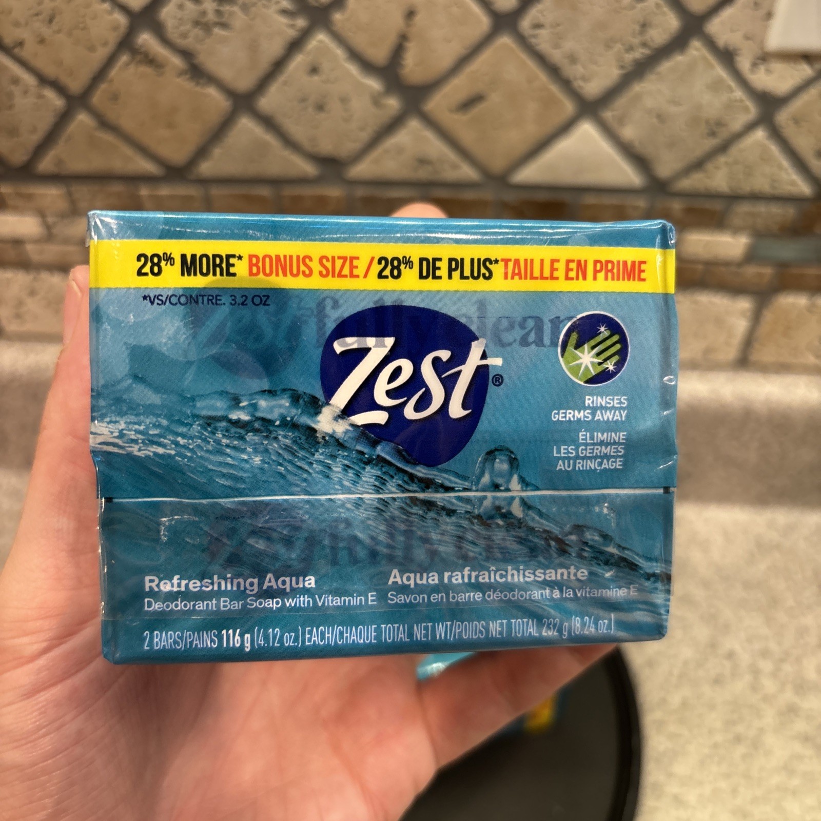 Zest Soap Refreshing Aqua Bath Bars 4.12 Ounce 2 Packs. 4 Bars.