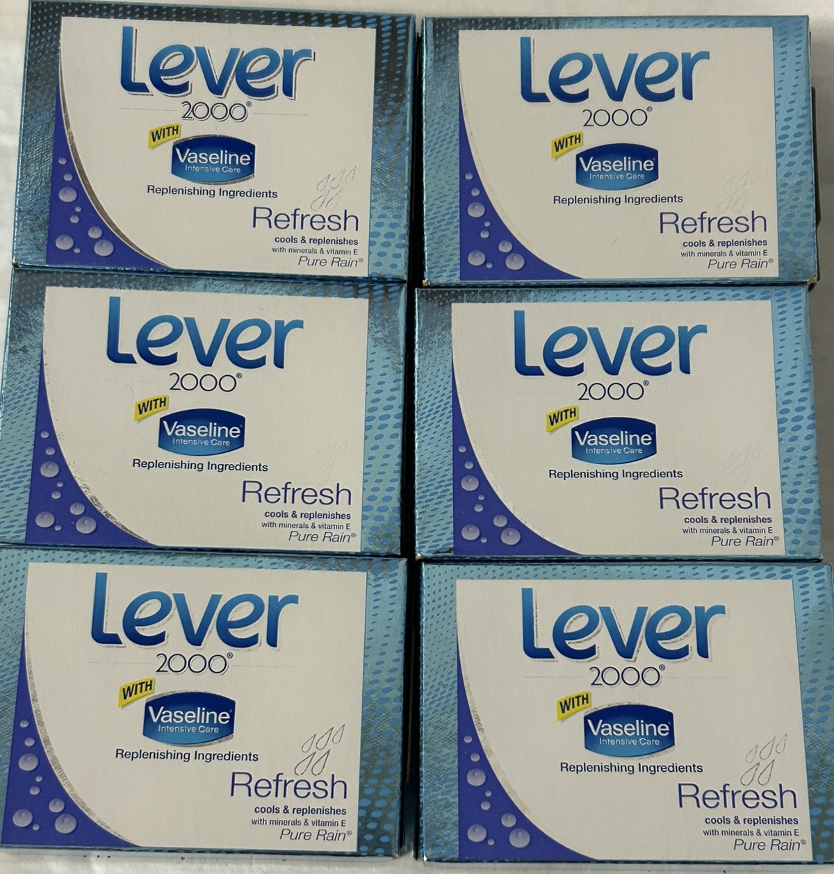 Lever 2000 Refresh Pure Rain Bar Soaps Full Size Vintage 4 oz Made In USA Lot-6