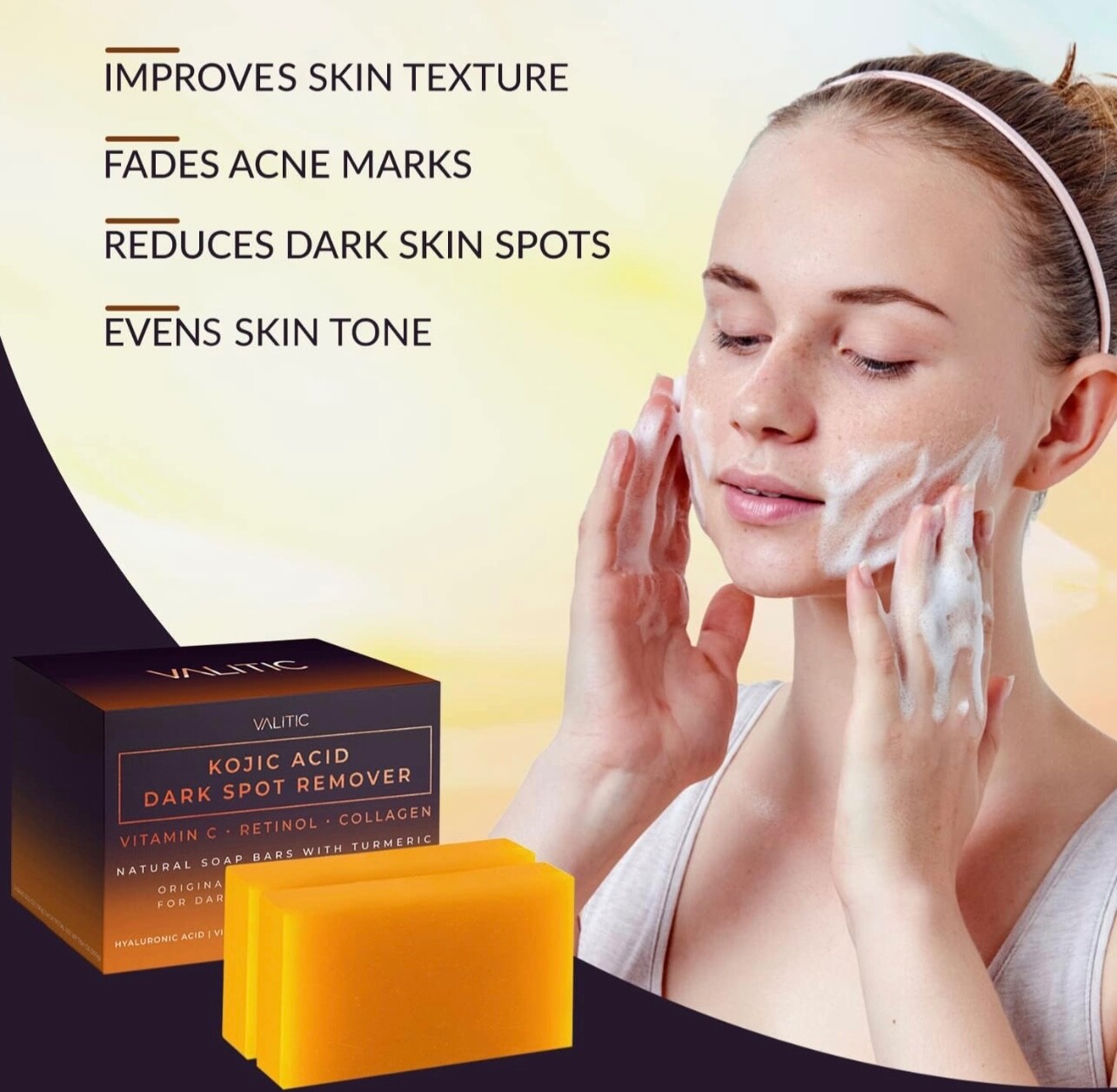 Valitic Kojic Acid Dark Spot Remover Soap Bars – 2 pack