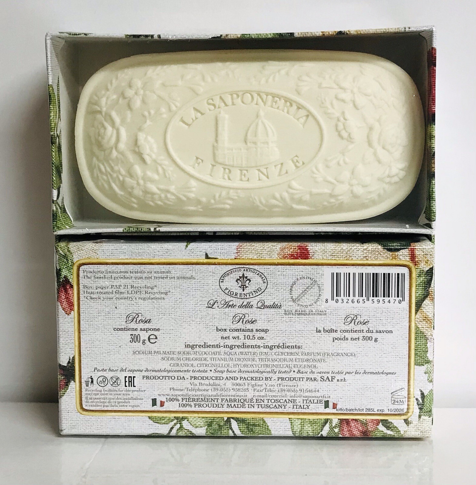 2-Pack Saponeria ~ Ancient Rose Scented Bar Soap from Italy 10.5 oz Each