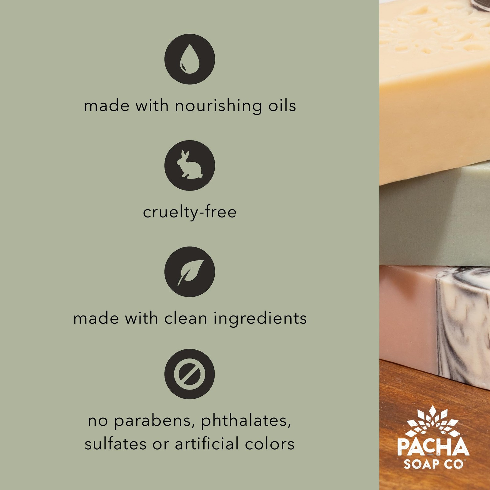 Pacha Soap Co. Bar Soap – Salt & Moss Scent, Handcrafted, Hydrating & Moistur…