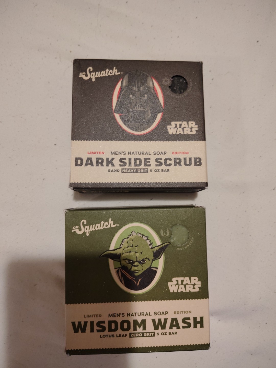 Dr SQUATCH WISDOM WASH and Dark Side SCRUB 2 Briccs. Yoda And Darth! Smells WOW