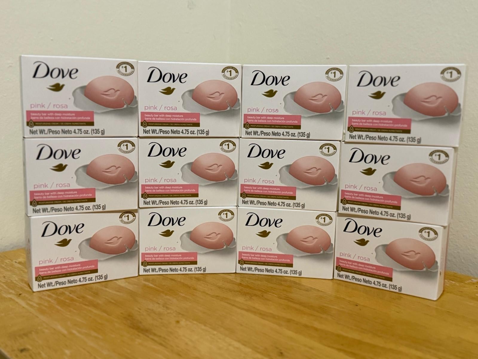 Dove Pink Beauty Bar Soap 135g Each – Pack of 12 Bars Moisturizing Beauty Soap