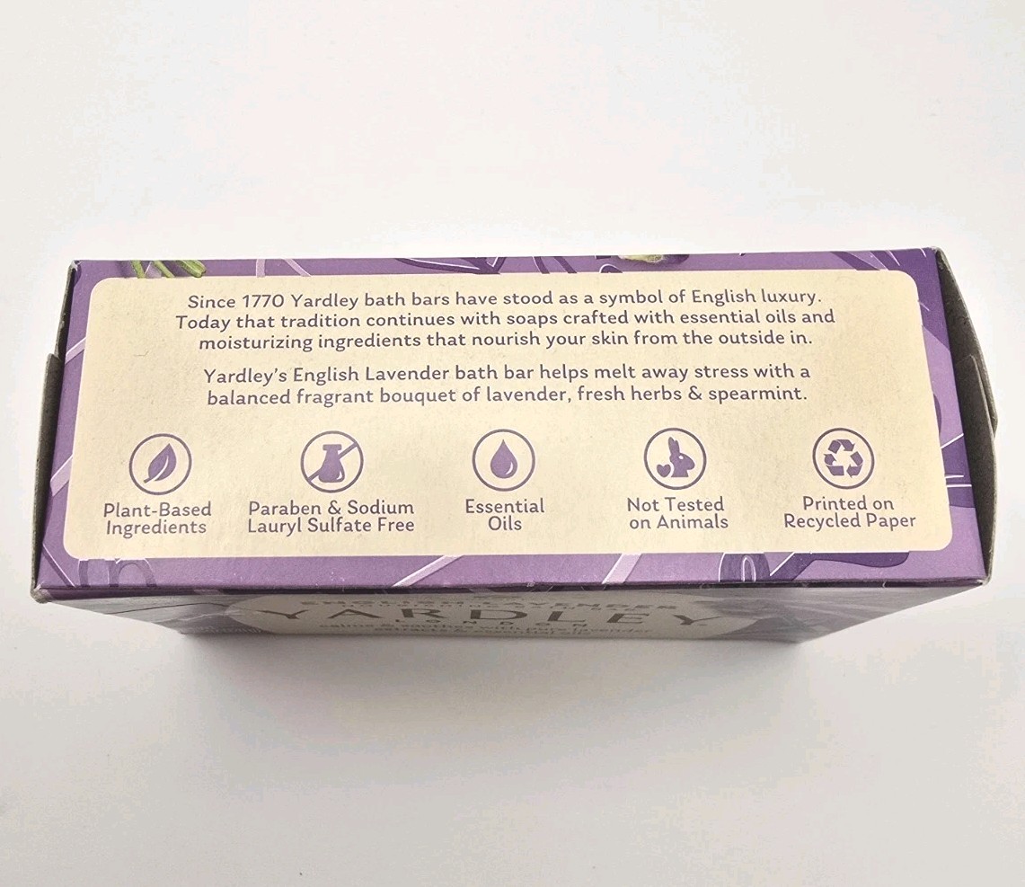 Lot of 4 Bars Yardley London Charcoal Chamomile Oatmeal Lavendar 4.25oz Each