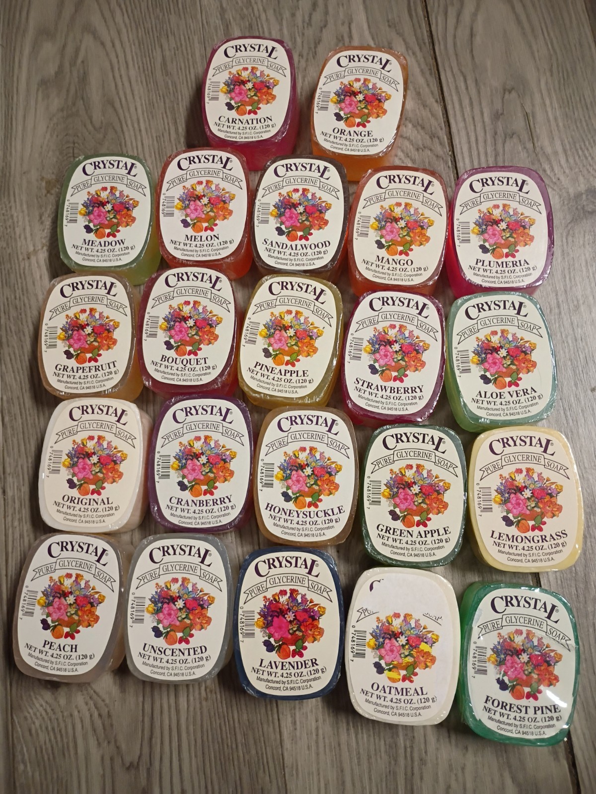 Crystal Glycerine Soap Bars Large Lot 22 Fragrances, 22 Hydrating Bars Sealed
