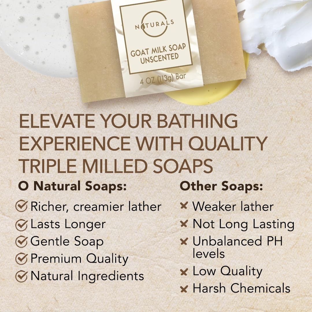 Unscented Goat Milk Soap Set for Sensitive Skin with Natural Ingredients