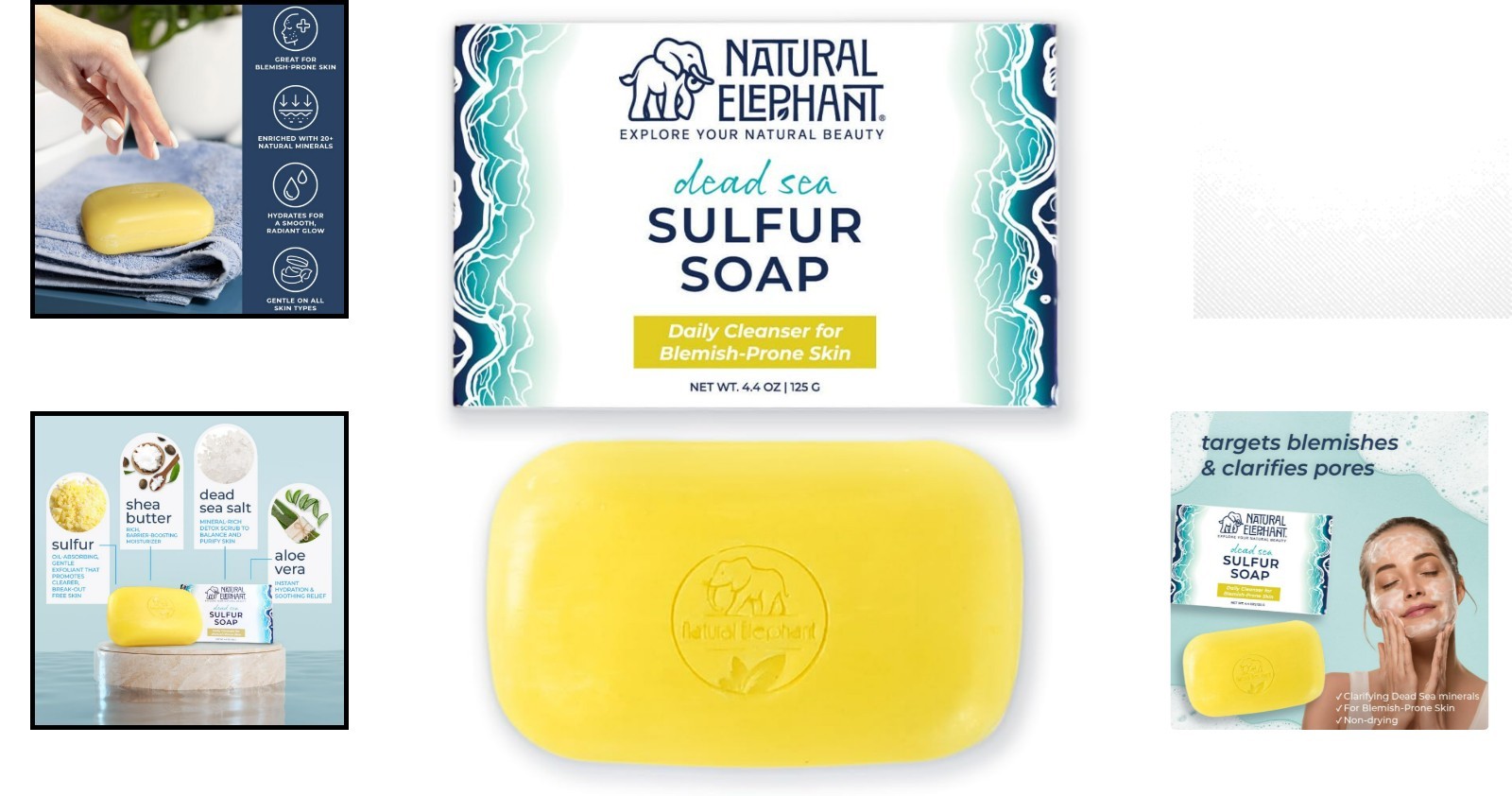 Enriched Dead Sea Sulfur Soap for Clear Skin – Natural 4.4 oz Bar with Aloe Vera