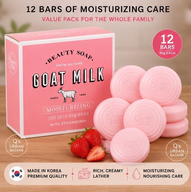 AEKYUNG SHOWERMATE GOAT MILK STRAWBERRY SOAP 12PK 90G MOISTURIZING KOREAN