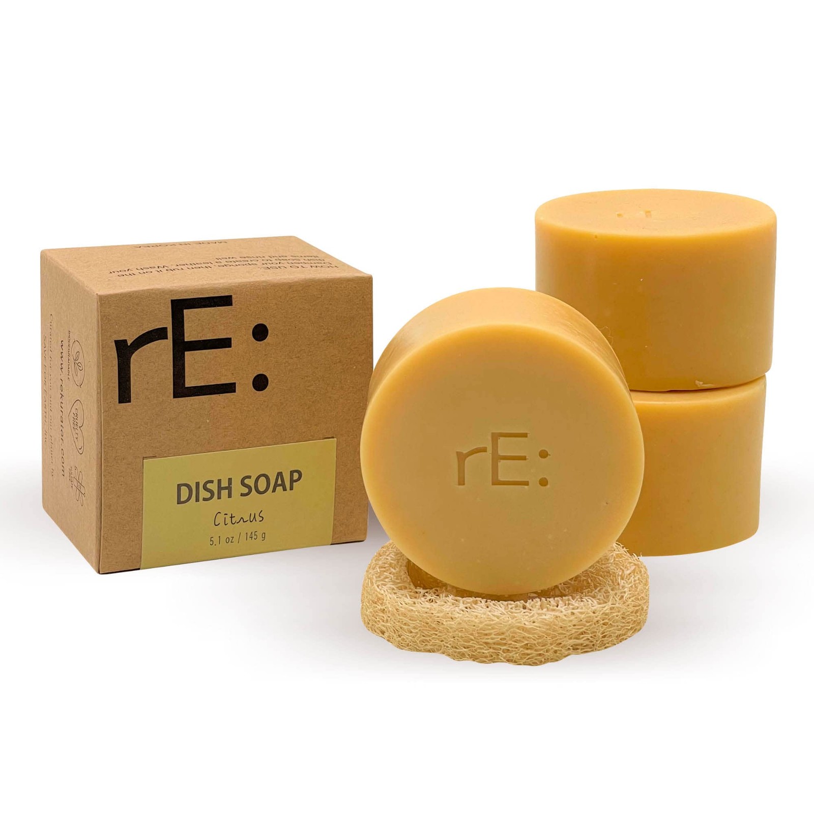 RE: Citrus Dish Soap Bar Loofah Sponge 3 Pack