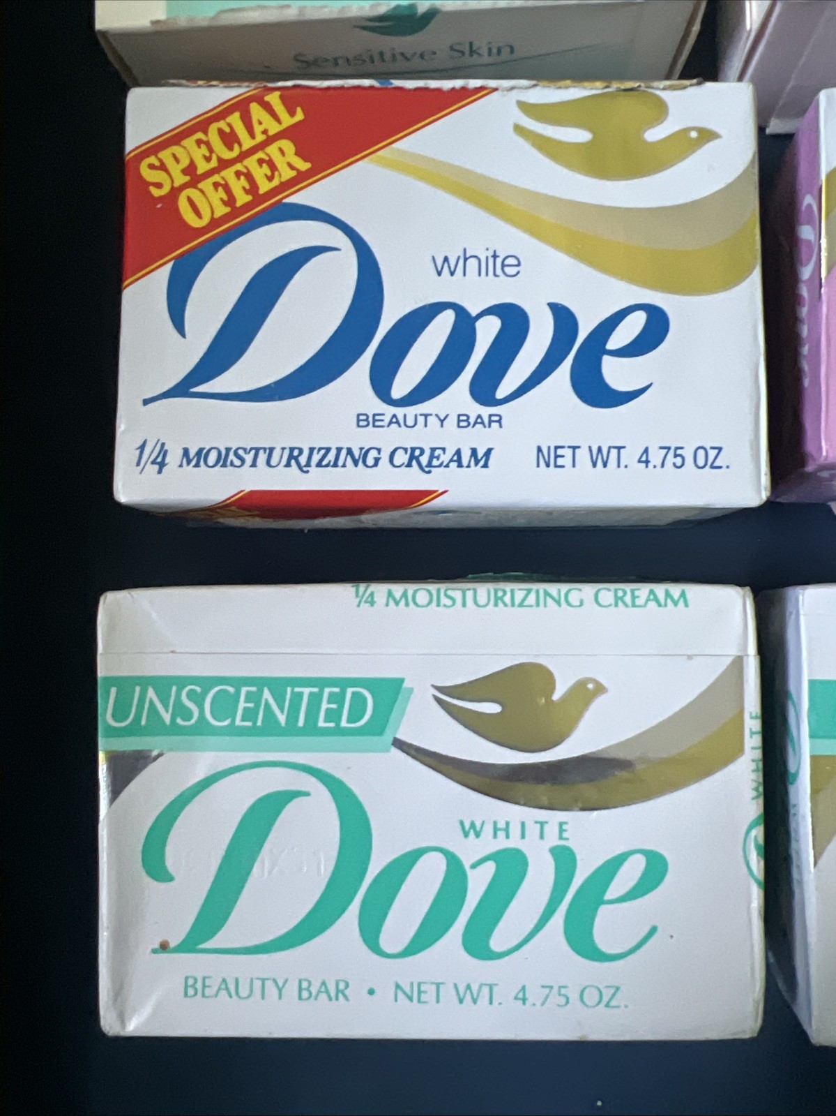 6 Lot Dove White Pink Beauty Bar Soap 1/4 Moisturizing Lotion Sensitive Vintage