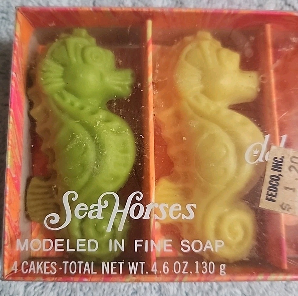 Vtg Delagar Sea Horses Modeled In Fine Soap NoS Made In USA 4 Cakes