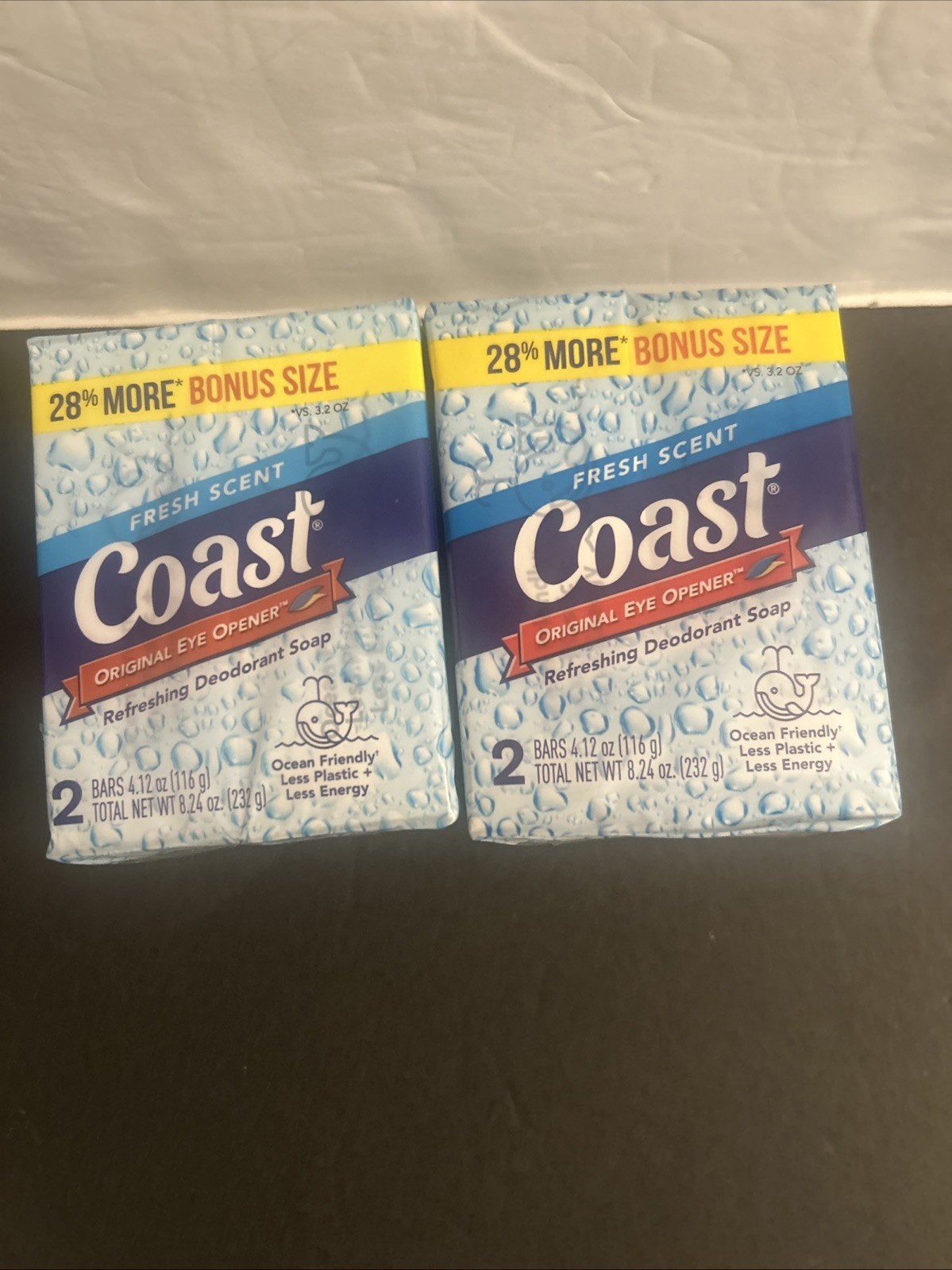 Pack of 2 Coast Deodorant Soap Bar Fresh Scent 4.12 oz Each Eye Opener