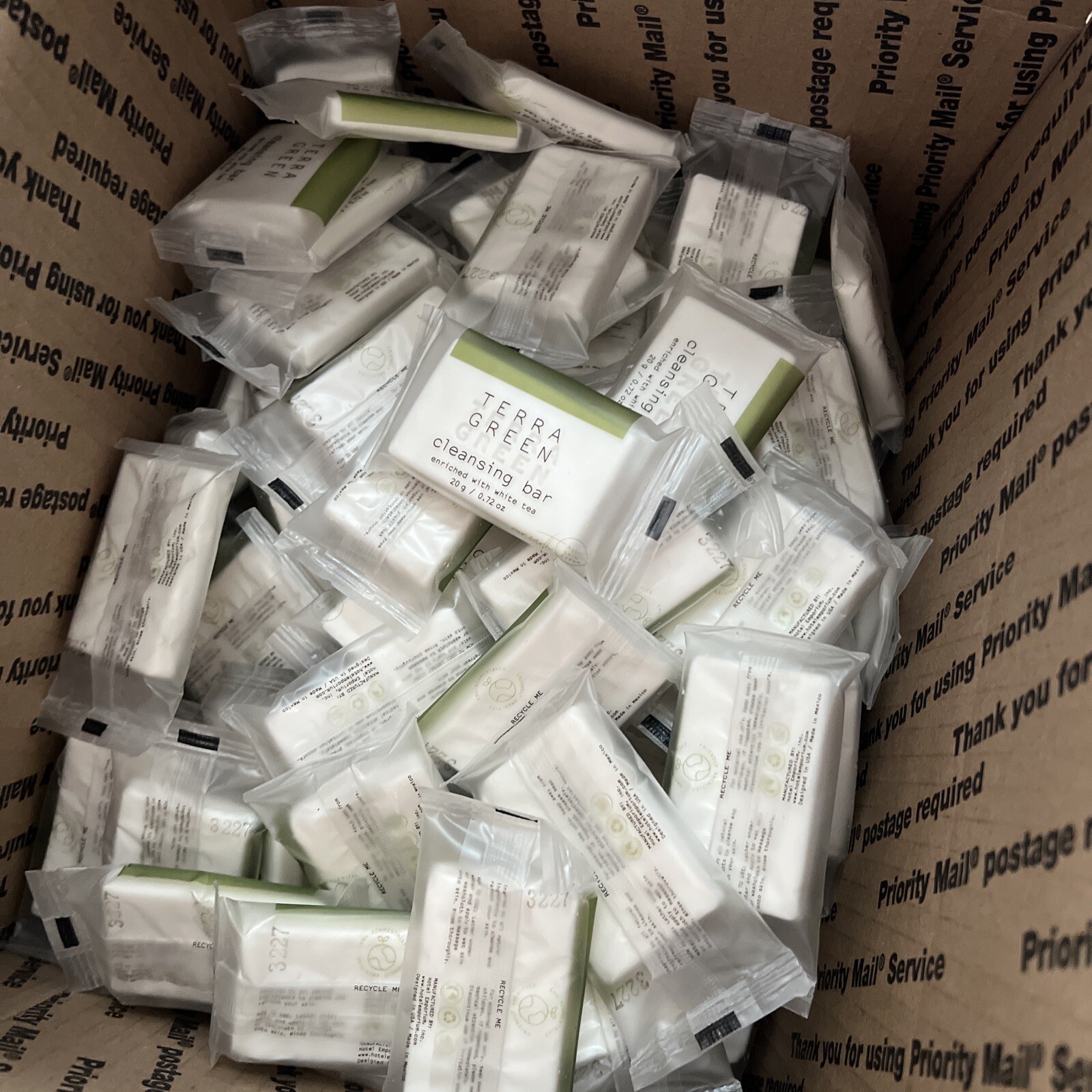 100 Pk Terra Green Cleansing Bar W/ White Tea .72oz Each Travel Sz | New