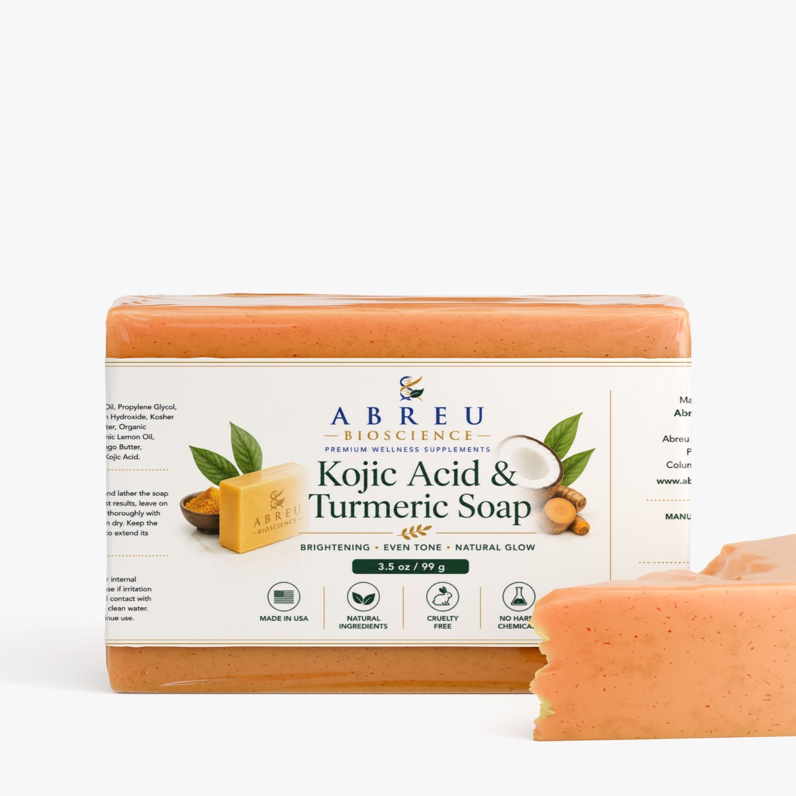 Abreu BioScience Kojic Acid & Turmeric Soap