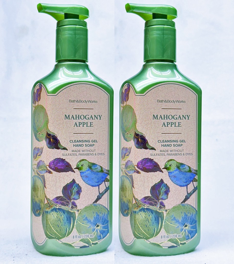 2 Bath & Body Works MAHOGANY APPLE Cleansing Gel Hand Soap 8.0 oz