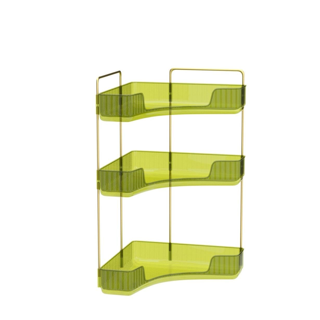 INVSSENE Corner Bathroom Organizer Vanity Tray – Green/Gold, Easy Assembly