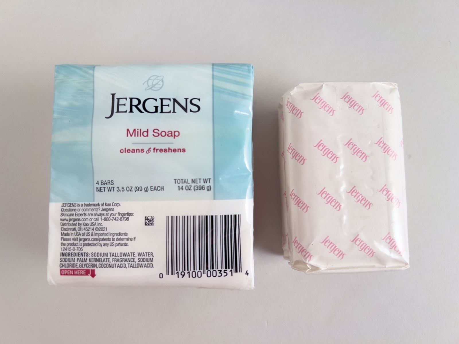 Jergens Mild Soap 3.5 oz Bath Bar Mild Soap New (6 Bars in Total) Made in USA.