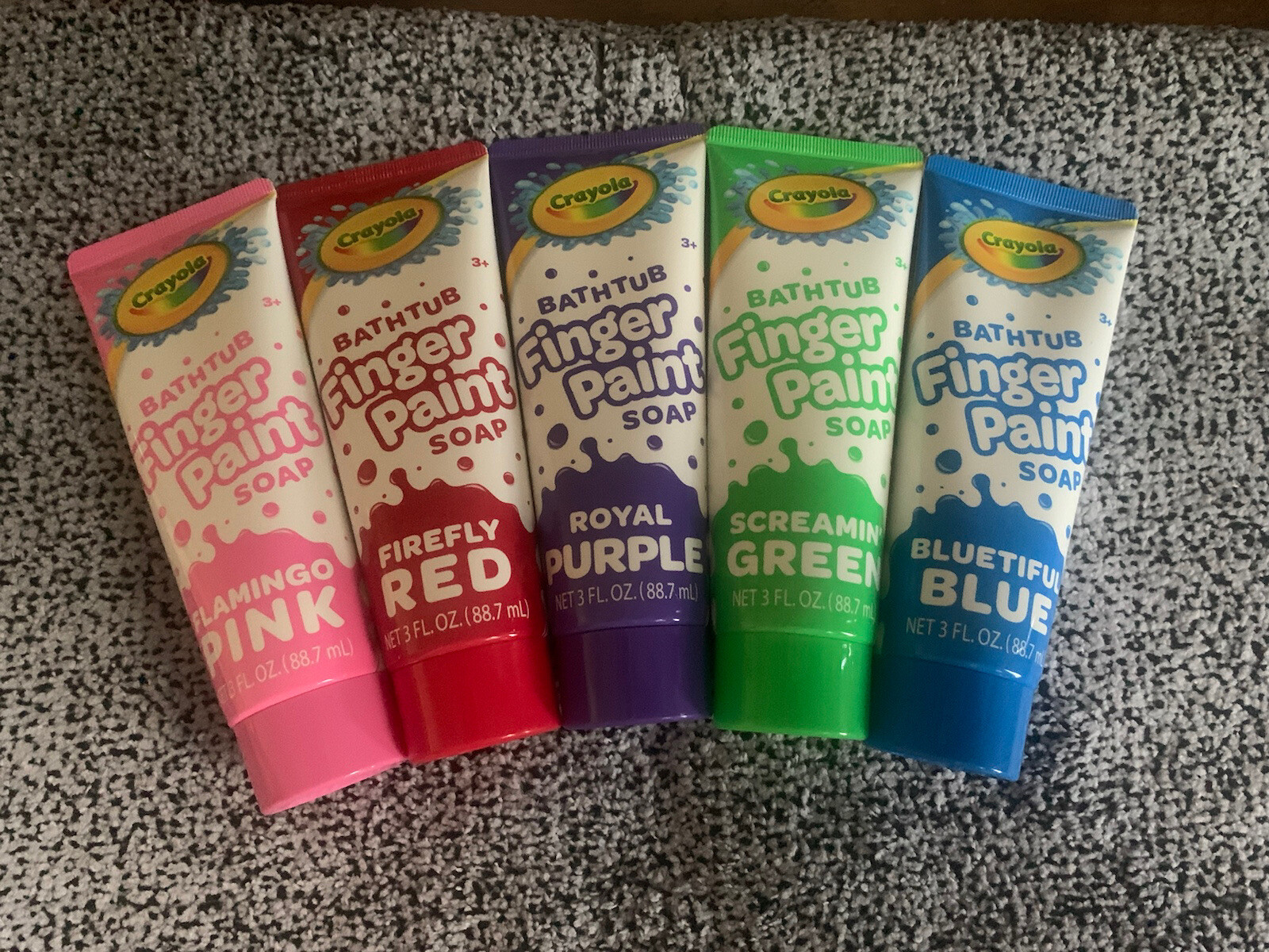 5PC SET: Crayola Bathtub Finger Paint Soap Kids 3oz: Red Blue Green Purple Pink