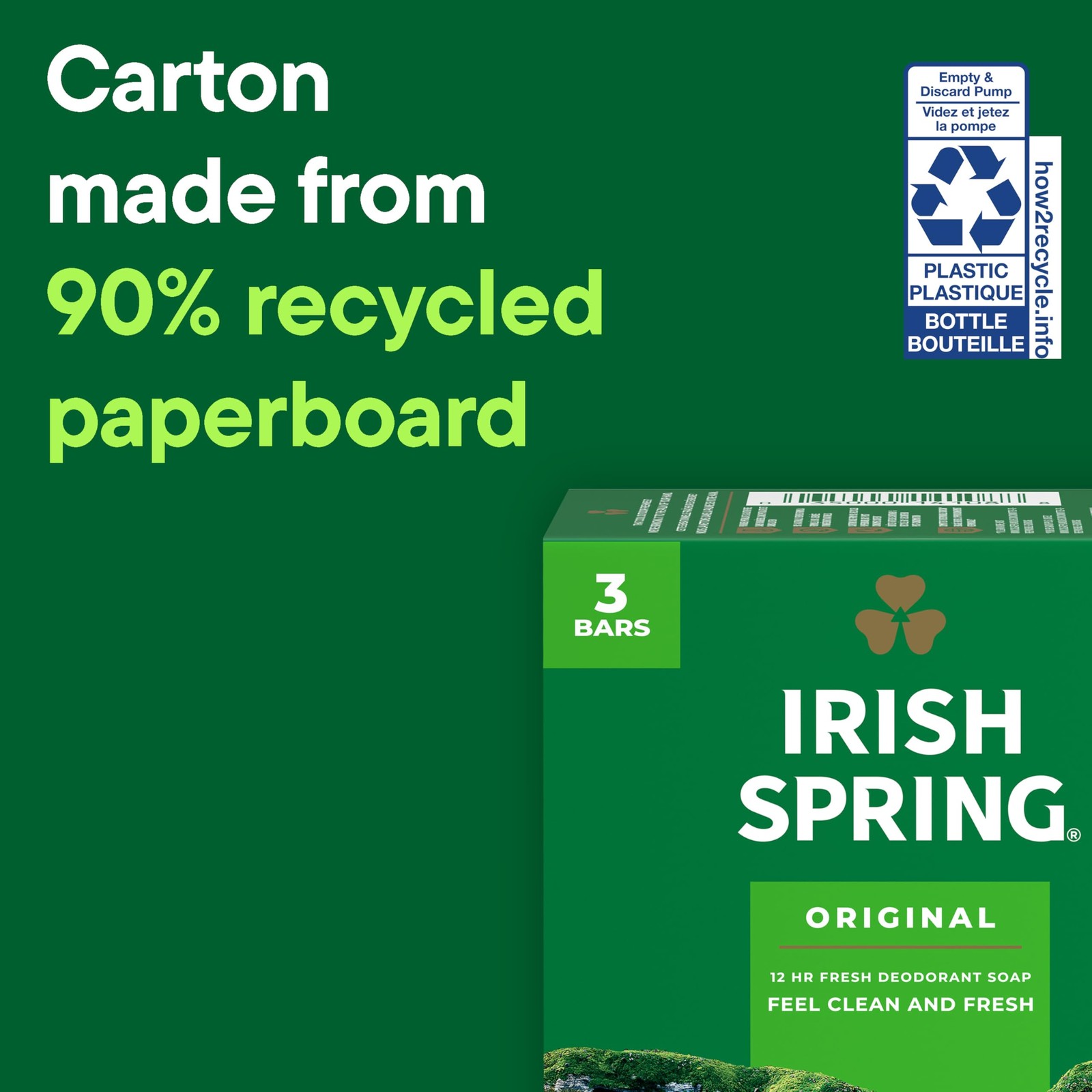 Irish Spring Bar Soap for Men, Original Clean, Smell Fresh and Clean for 12 Hour