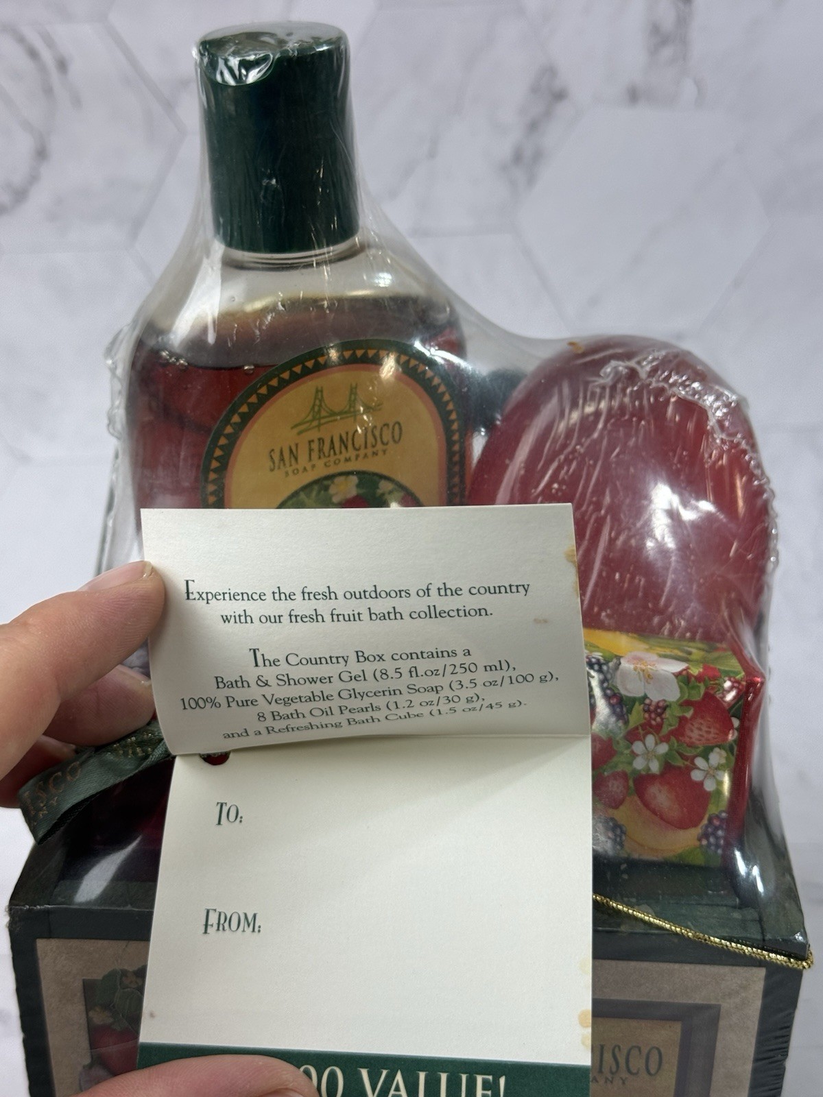 San Francisco Soap Company Gift Basket WILD STRAWBERRY Bath Shower Oil Pearls