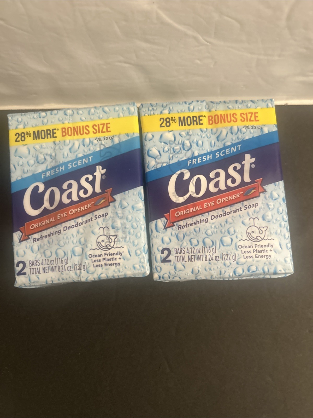 Pack of 2 Coast Deodorant Soap Bar Fresh Scent 4.12 oz Each Eye Opener