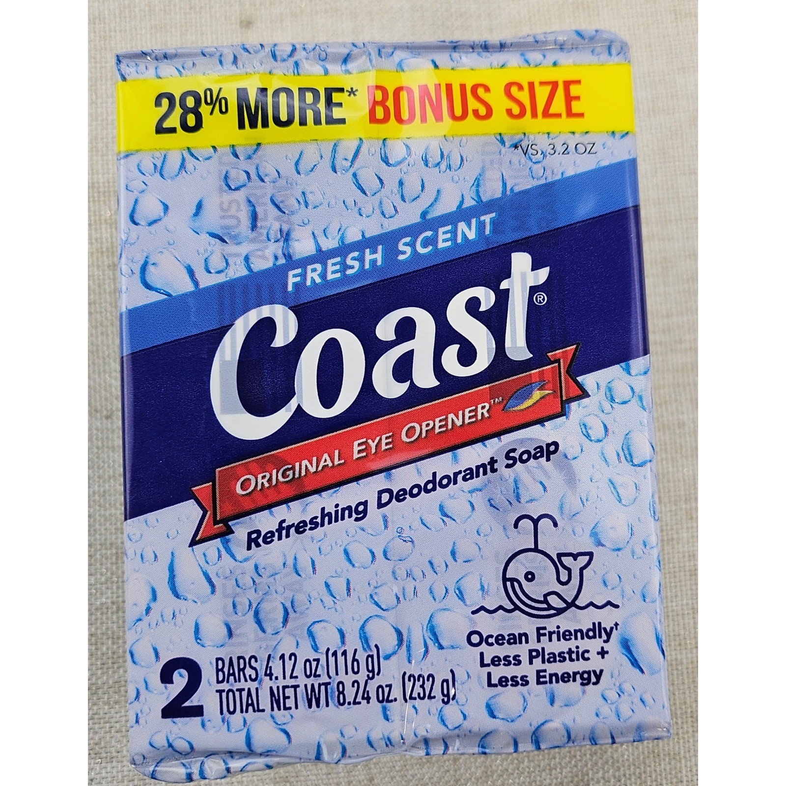 Coast Fresh Scent Original Eye Opener Deodorant Soap 2 Bars 8.24oz – 3 Packs