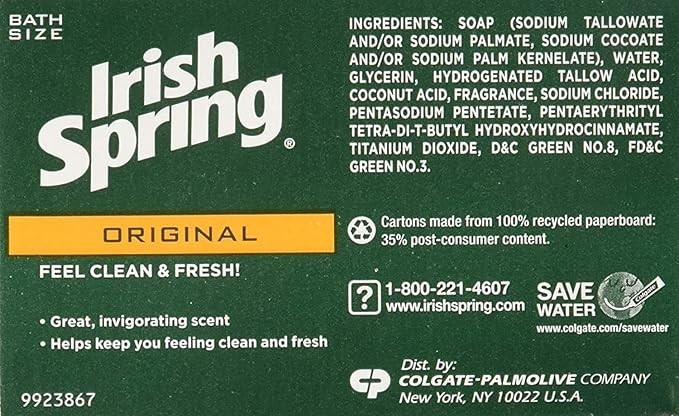 Irish Spring Original Scent Bar Soap 3.2 Oz. Pack of 2