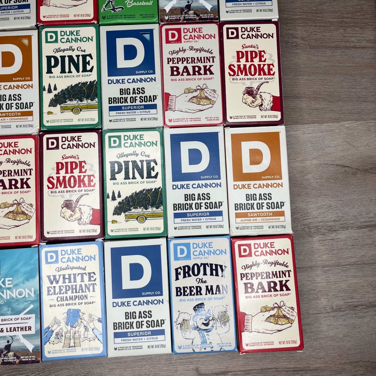 Lot of 32 Duke Cannon Big Ass Bricks of Soap 10 oz- rare/retired/seasonal NIB