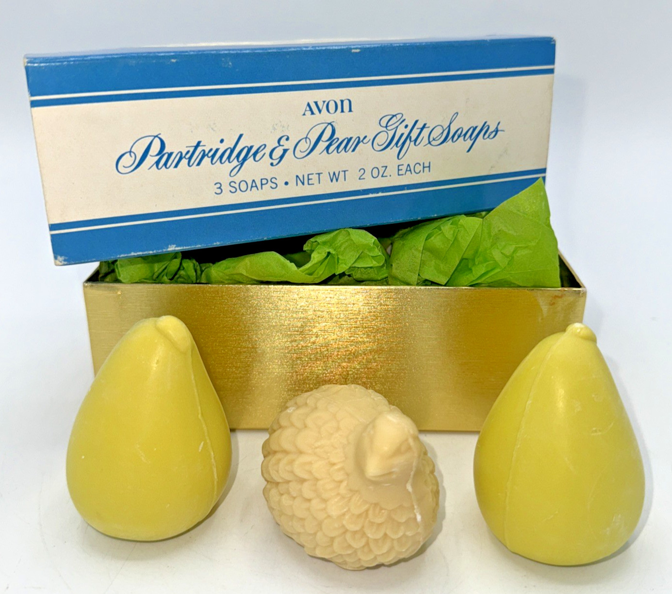 Vintage Avon Partridge & Pear Gift Soaps Set Of 3, W/Box 1970’s Guest Soap Decor